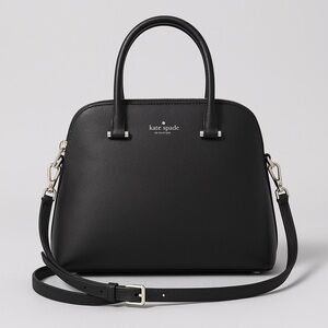 NWOT Kate Spade Black Pebbled Leather Small Dome Satchel With Crossbody Strap